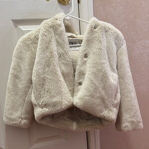 Zara Kids Soft Cream Fur Coat